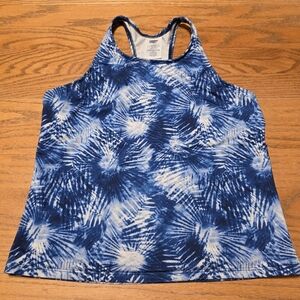 Lands End Blue & White Racerback Tankini Women's Size 16